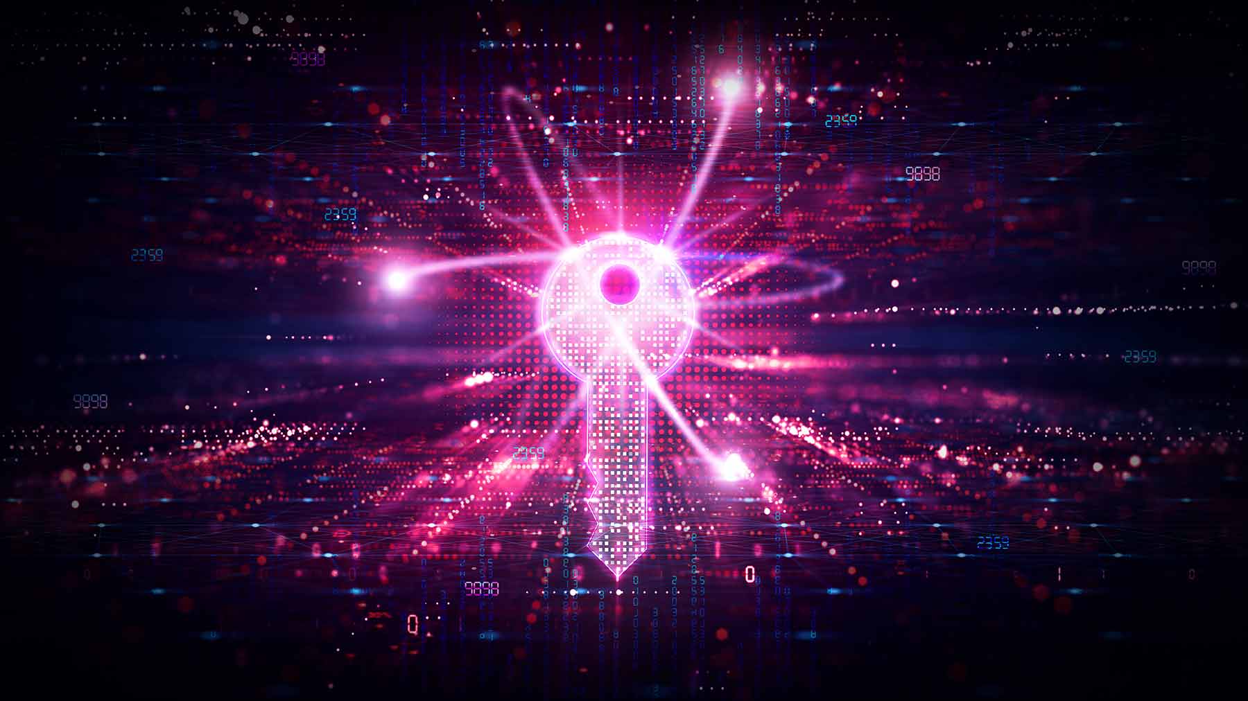 Illustration of key within digital space